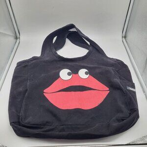 Lauren Moshi Beverly Hills Canvas Tote Bag Lips Eyes Red Black